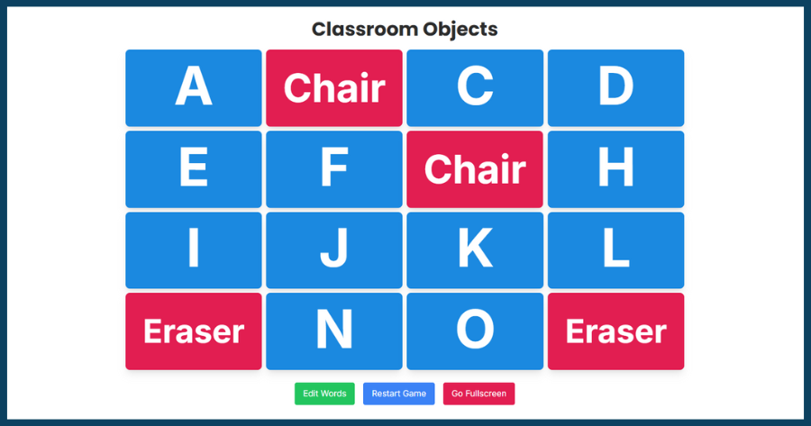 Screenshot of an interactive online Matching Game for teachers to use in the classroom.